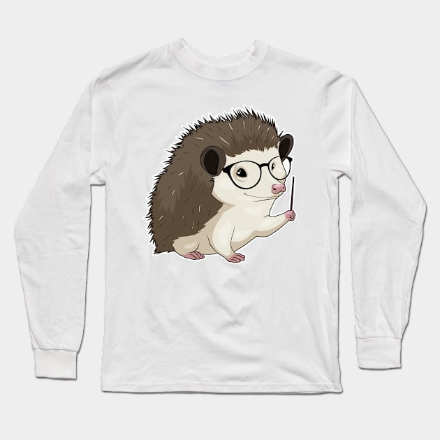 Hedgehog Teacher Pointer Long Sleeve T-Shirt by Markus Schnabel